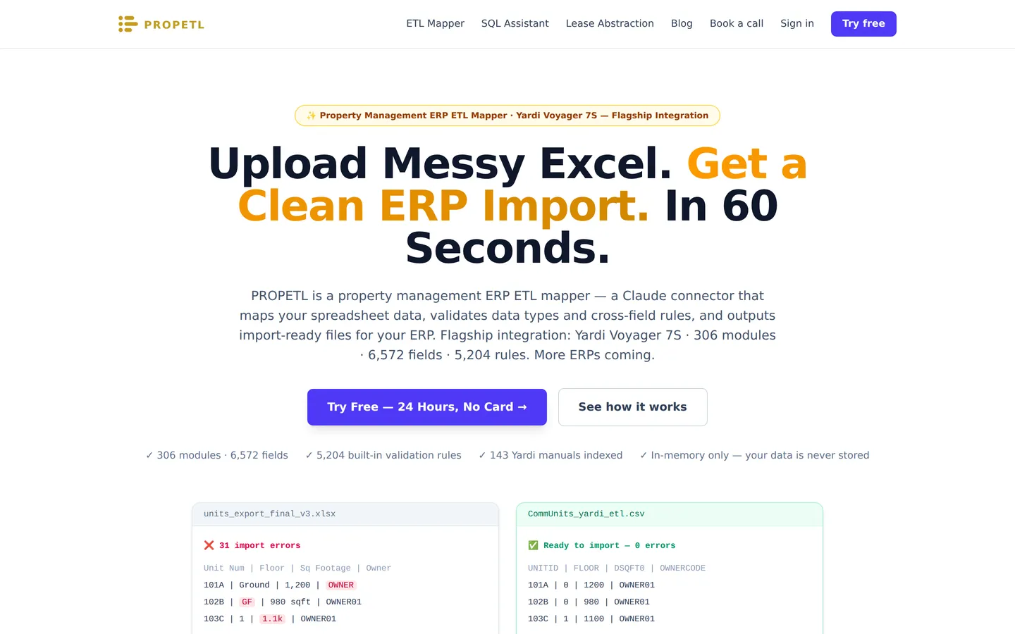 Homepage of PropETL (propetl.com)