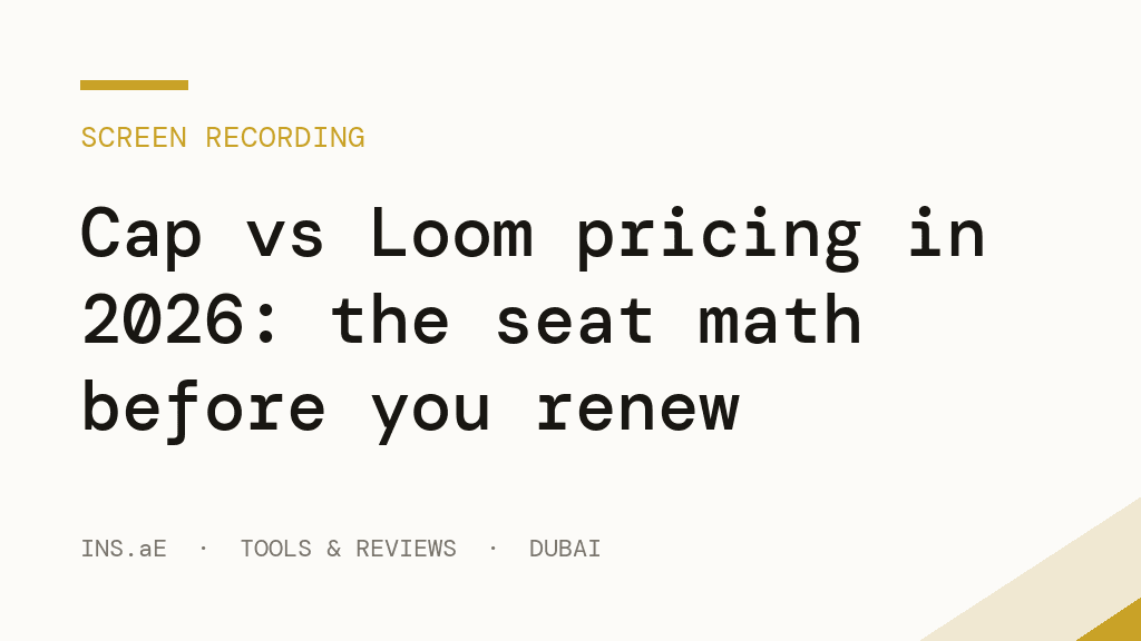 Cap vs Loom pricing in 2026: the seat math before you renew