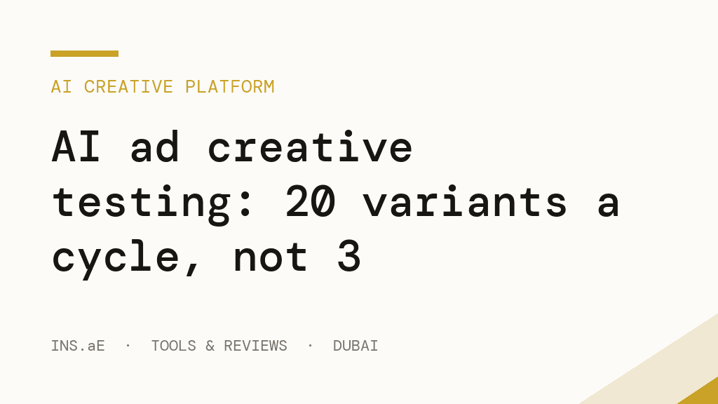 AI ad creative testing: 20 variants a cycle, not 3