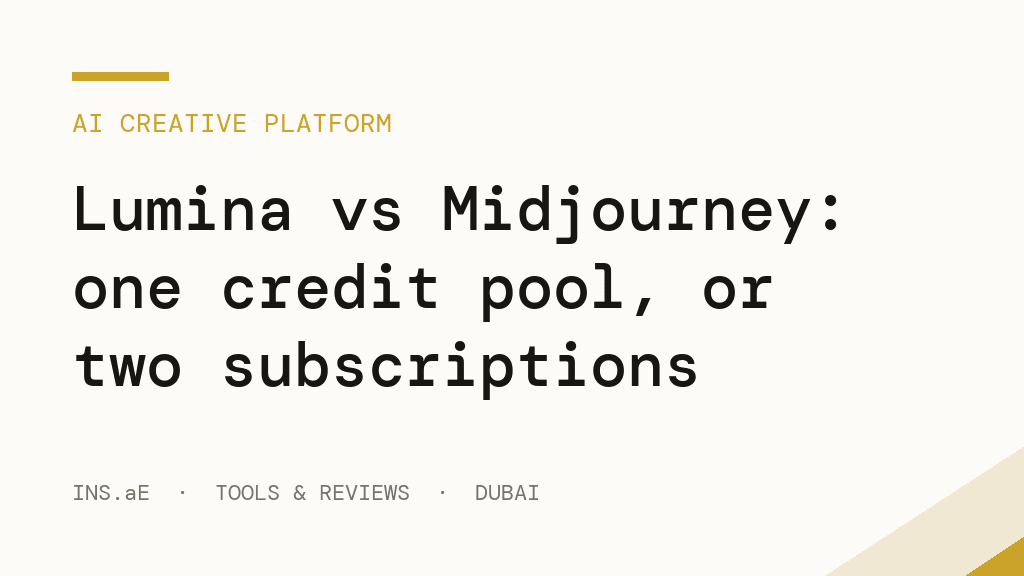 Lumina vs Midjourney: one credit pool for images and video, or two subscriptions
